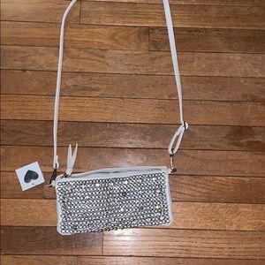 White clutch cross body purse